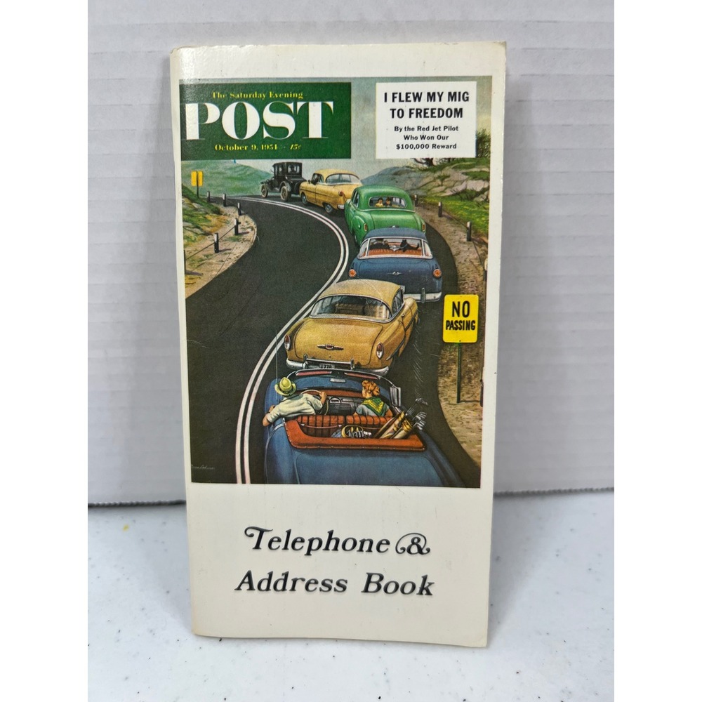 Vintage 1979 Saturday Evening Post Telephone Address Book No Passing Art DS-941
